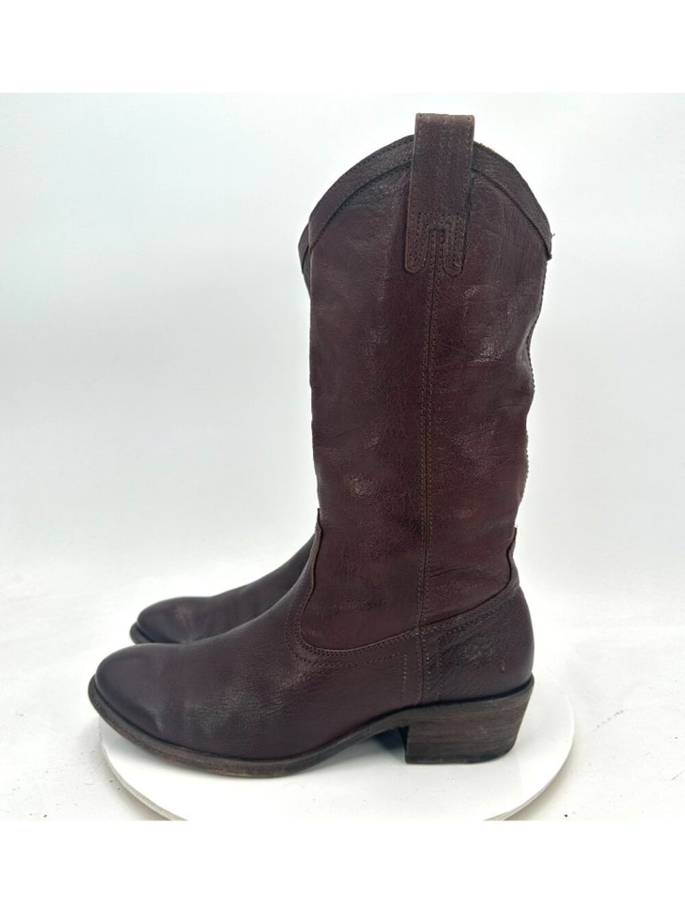 Frye Carson Women Size 9.5B 77687 Tan Brown Leather Mid Calf Cowboy Boot